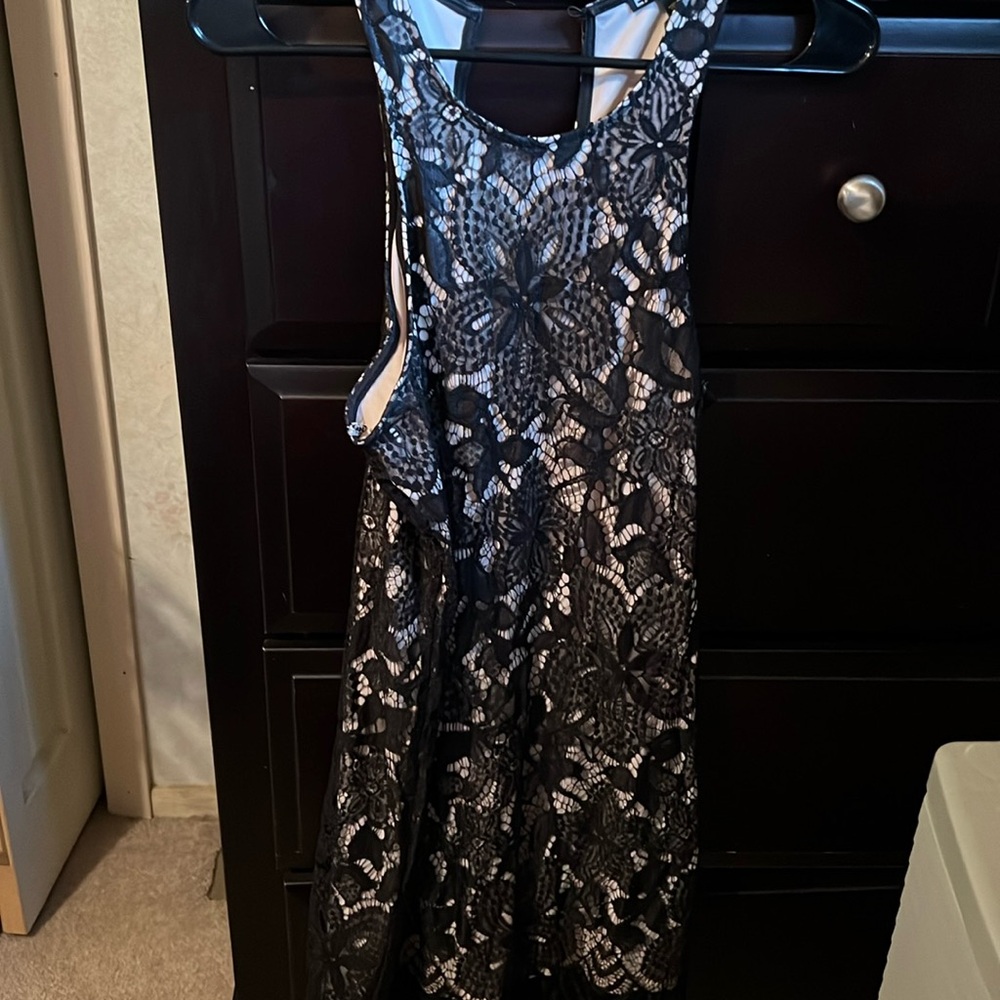 Black lace with cream colored inside layer.